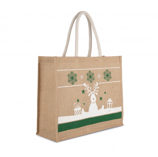 natural / white Bolsa shopper con motivos navideños