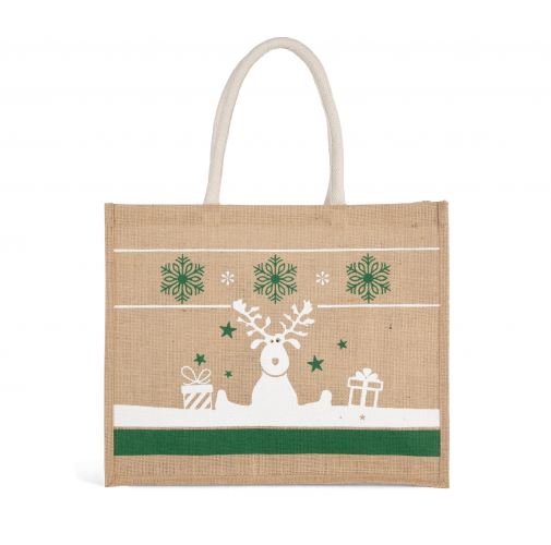 natural / white Bolsa shopper con motivos navideños