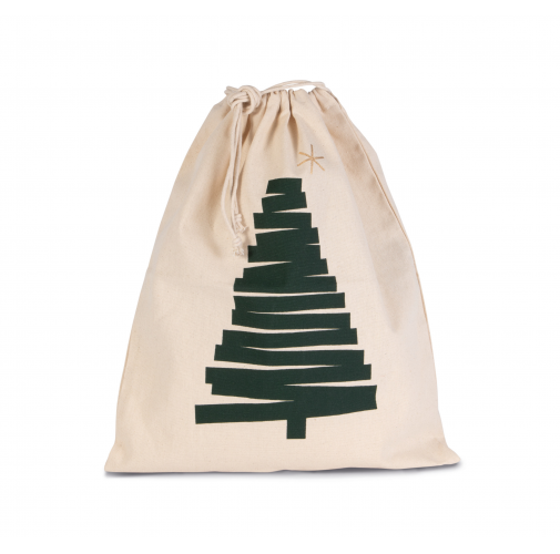 natural Bolsa algodón cierre cordón, diseño de pino