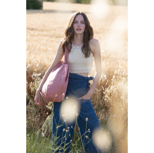 Bolsa shopper de algodón efecto lavado