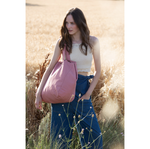 Bolsa shopper de algodón efecto lavado