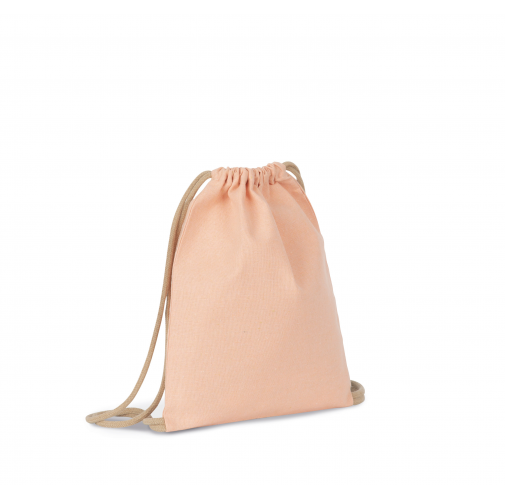 salmon Mochila pequeña reciclada con cordones corredizos: tamaño niños