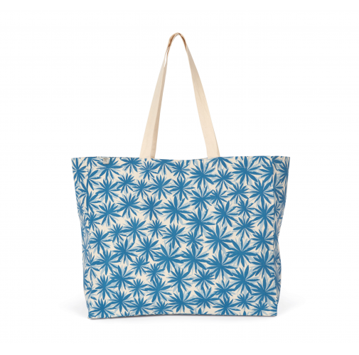 blue flowers / natural Bolsa shopper de algodón orgánico
