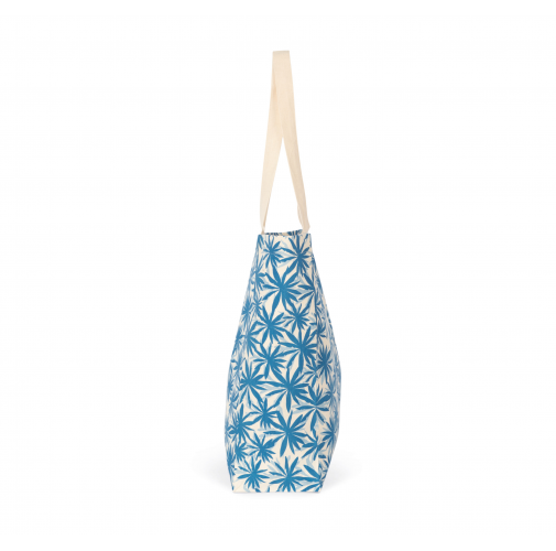 blue flowers / natural Bolsa shopper de algodón orgánico