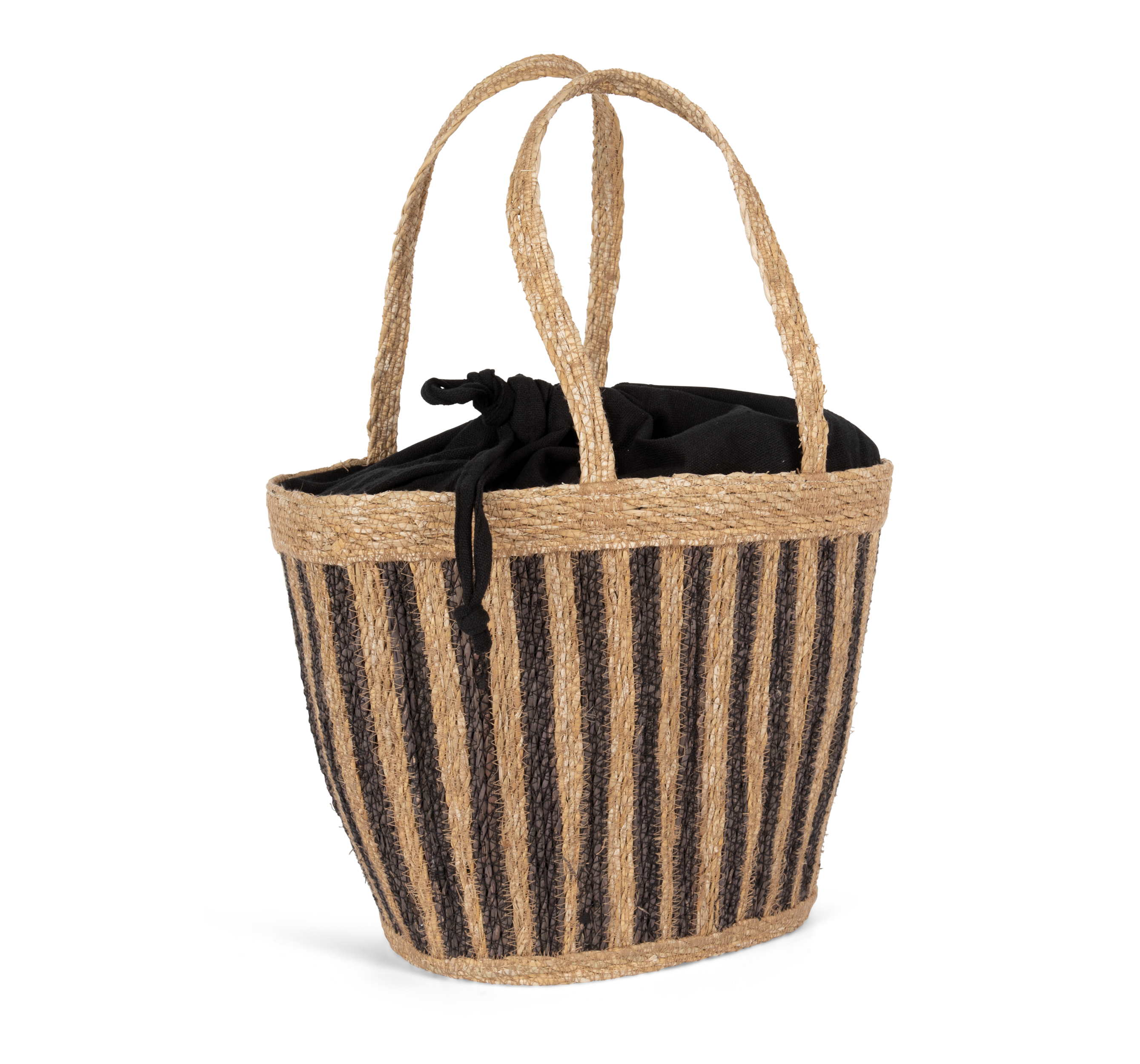 Cesta/Bolso de junco a rayas