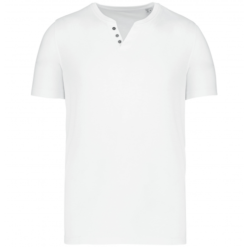 white Camiseta Henley ecorresponsable manga corta