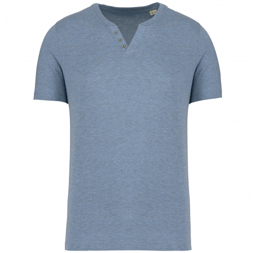 cool blue heather Camiseta Henley ecorresponsable manga corta