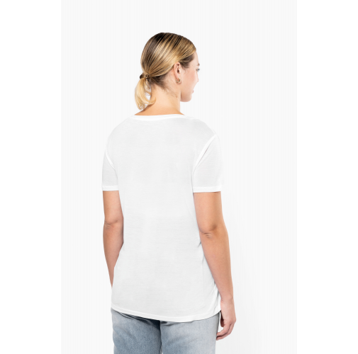 Camiseta lyocell Tencel™ cuello de pico manga corta