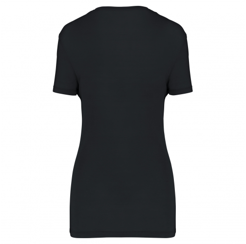 black Camiseta lyocell Tencel™ cuello de pico manga corta