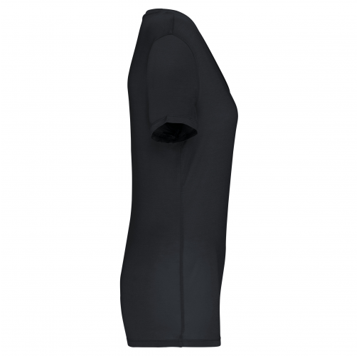 black Camiseta lyocell Tencel™ cuello de pico manga corta