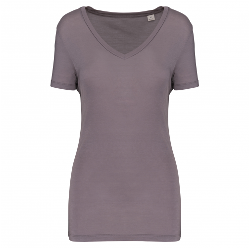 metal grey Camiseta lyocell Tencel™ cuello de pico manga corta