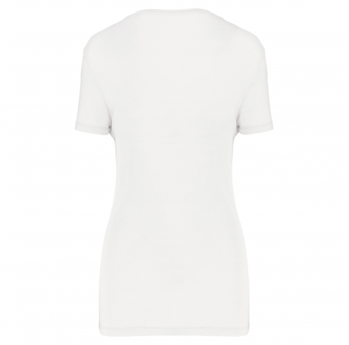 white Camiseta lyocell Tencel™ cuello de pico manga corta