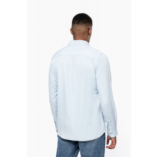 Camisa de algodón sarga efecto lavado hombre