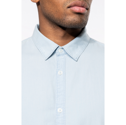 Camisa de algodón sarga efecto lavado hombre