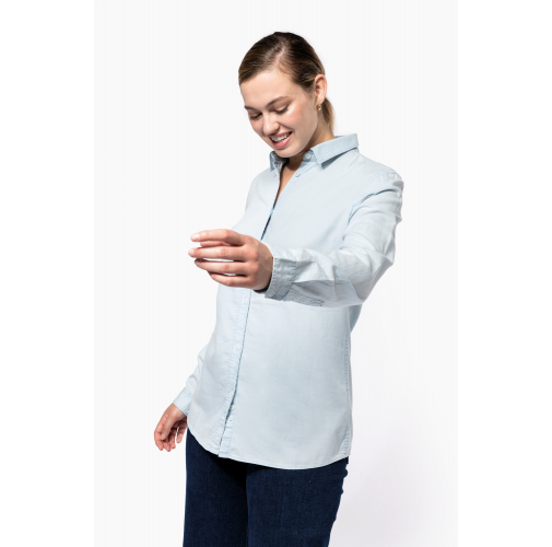 Camisa de algodón sarga efecto lavado mujer