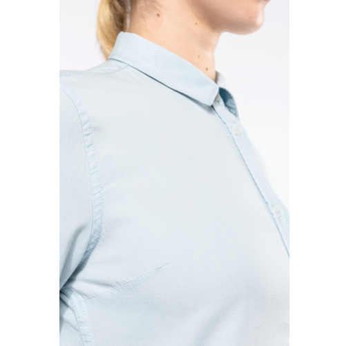 Camisa de algodón sarga efecto lavado mujer