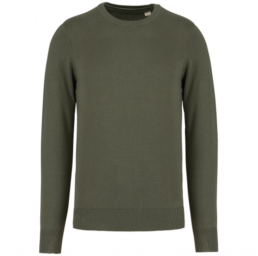 organic khaki Jersey cuello redondo hombre