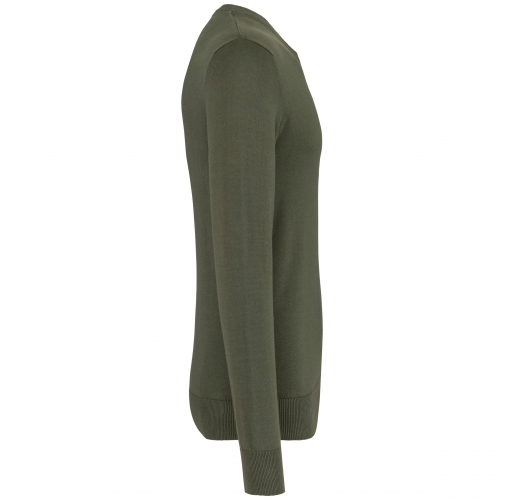 organic khaki Jersey cuello redondo hombre