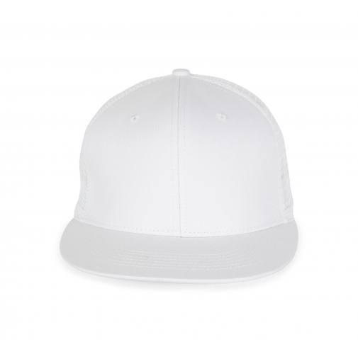 white Gorra trucker - 6 paneles visera plana