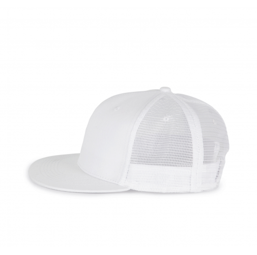 white Gorra trucker - 6 paneles visera plana