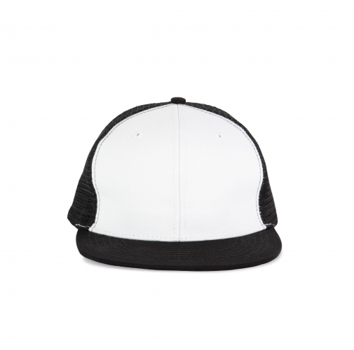 white / black Gorra trucker - 6 paneles visera plana