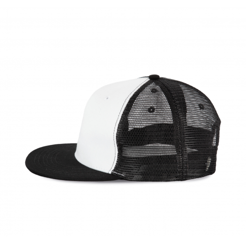 white / black Gorra trucker - 6 paneles visera plana