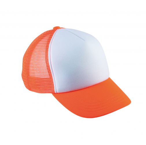 white / fluorescent orange Gorra trucker para niños - 5 paneles