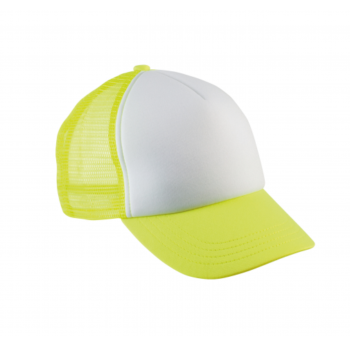 white / fluorescent yellow Gorra trucker para niños - 5 paneles