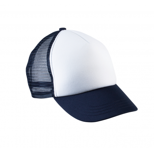white / navy Gorra trucker para niños - 5 paneles