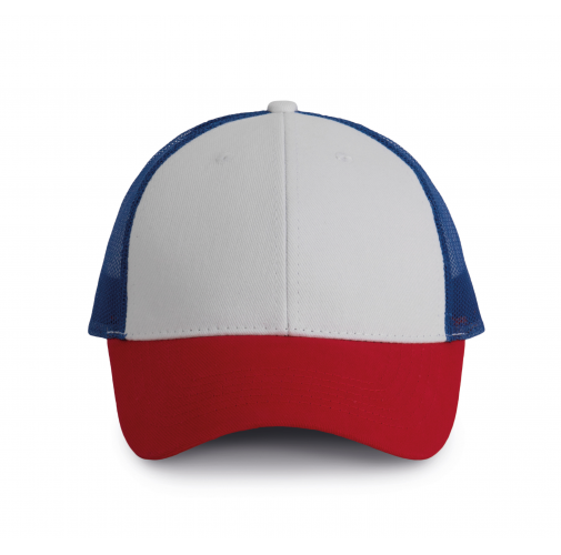 white / red / royal blue Gorra Trucker - 6 paneles