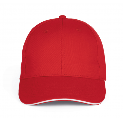 red / white Gorra béisbol con sándwich - 6 paneles