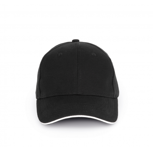 black / white Gorra algodón orgánico con sándwich contrastado - 6 paneles