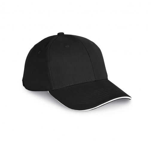 black / white Gorra algodón orgánico con sándwich contrastado - 6 paneles
