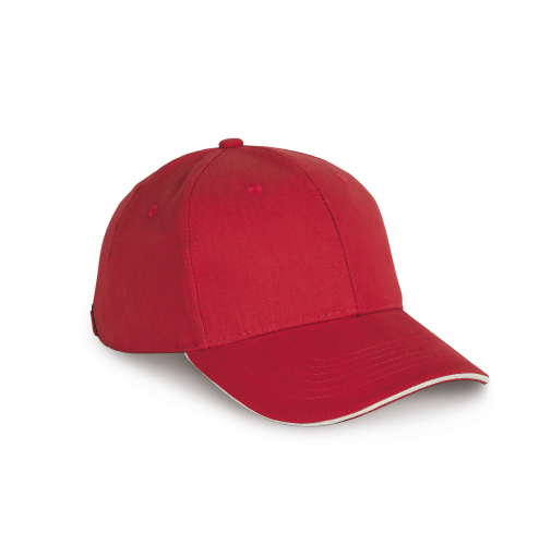 hibiscus red / ivory Gorra algodón orgánico con sándwich contrastado - 6 paneles