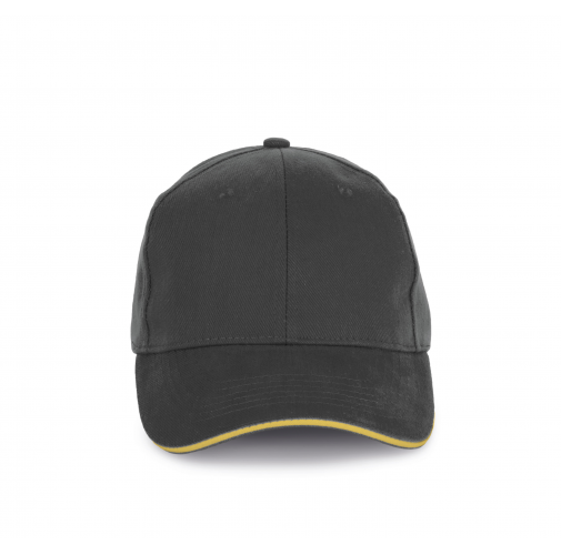 iron grey / pineapple Gorra algodón orgánico con sándwich contrastado - 6 paneles