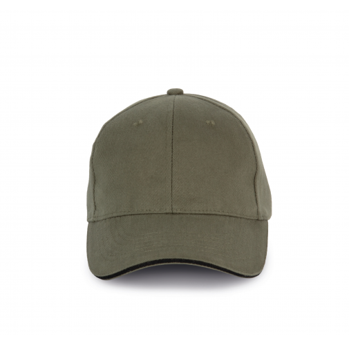 organic khaki / black Gorra algodón orgánico con sándwich contrastado - 6 paneles