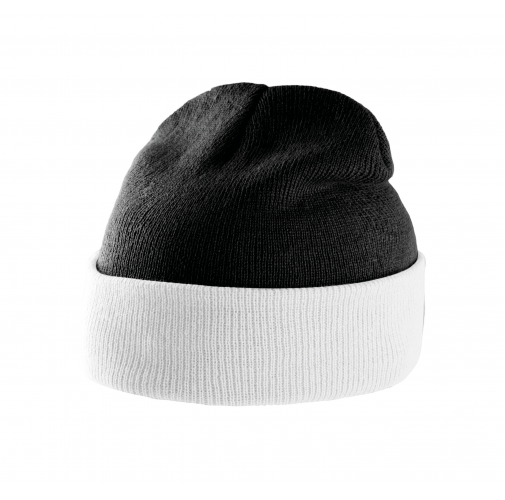 black / white Gorro bicolor con dobladillo