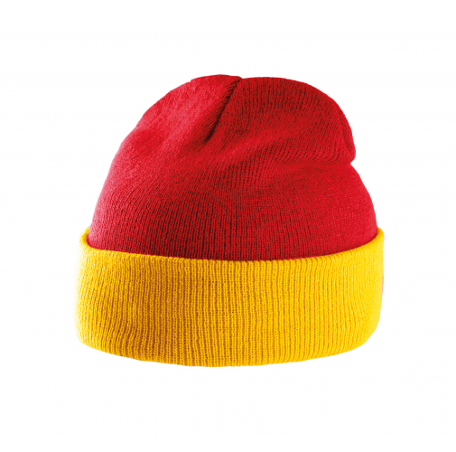 red / yellow Gorro bicolor con dobladillo
