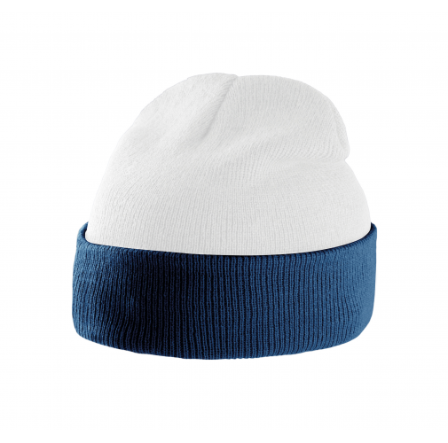 white / navy Gorro bicolor con dobladillo