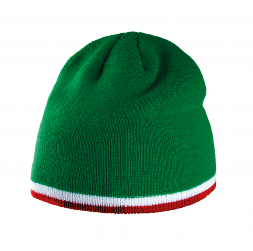 kelly green / white / red Gorro con tira bicolor contrastada
