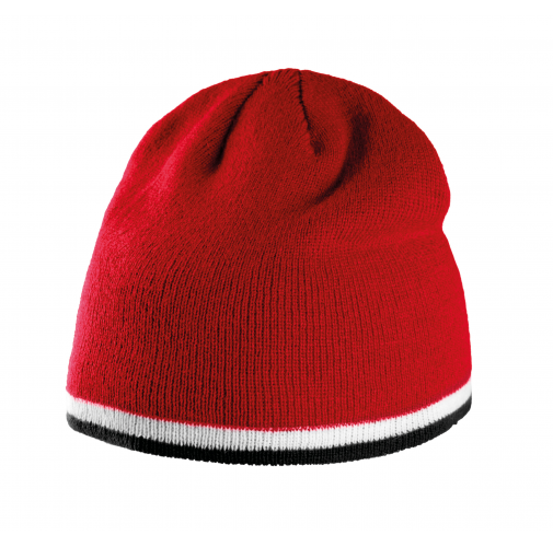 red / white / black Gorro con tira bicolor contrastada