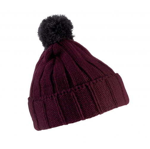burgundy / dark grey Gorro con pompón y dobladillo