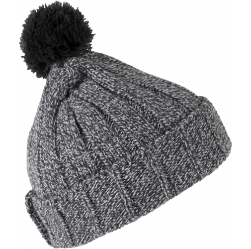grey melange / dark grey Gorro con pompón y dobladillo