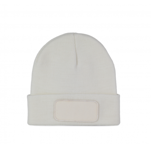 white Gorro reciclado con parche
