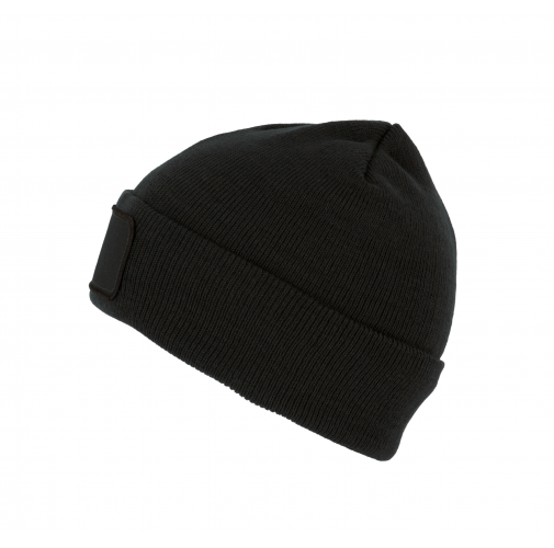 black Gorro reciclado con parche y forro Thinsulate™