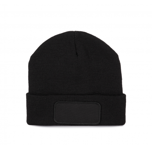 black Gorro reciclado con parche y forro Thinsulate™