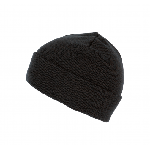 black Gorro punto reciclado con dobladillo