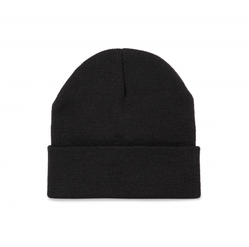 black Gorro punto reciclado con dobladillo