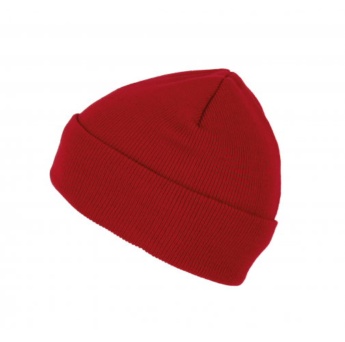 red Gorro punto reciclado con dobladillo