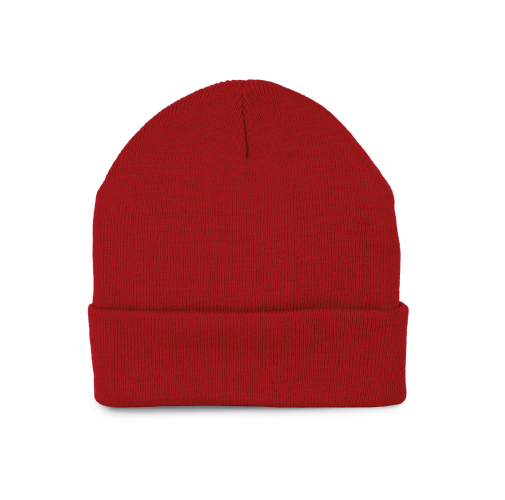 red Gorro punto reciclado con dobladillo